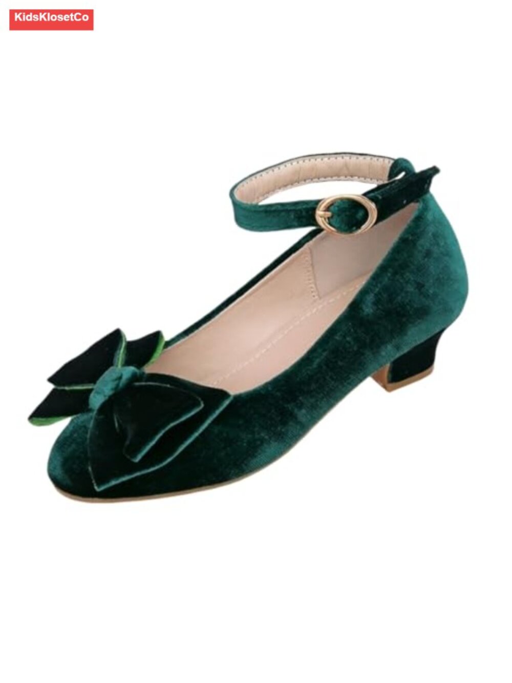 Girls Low Heels Velvet Princess Dress Shoes Mary Jane Pumps with Bows Ankle